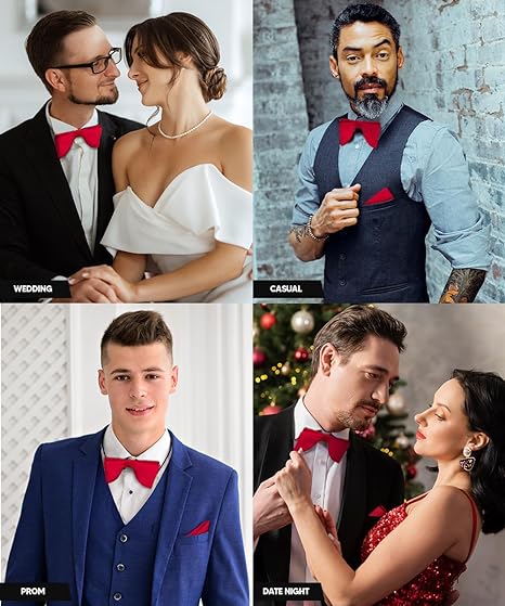 Vittorio Farina Men's Satin Teardrop Bow Tie &amp; Pocket Square in Gift Box