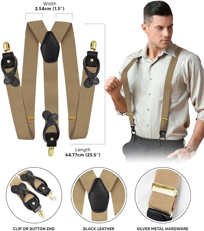 Vittorio Farina Men's Convertible Suspender in Gift Box: 70% Polyester &amp; 30% Elastomer