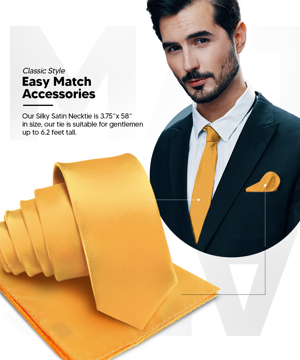 Vittorio Farina Men's Satin Necktie &amp; Pocket Square