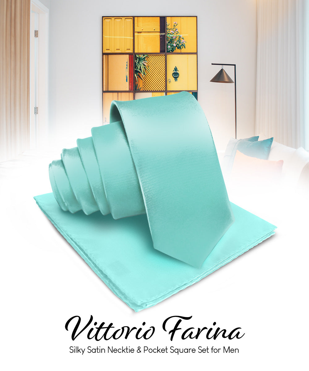 Vittorio Farina Men's Satin Necktie &amp; Pocket Square