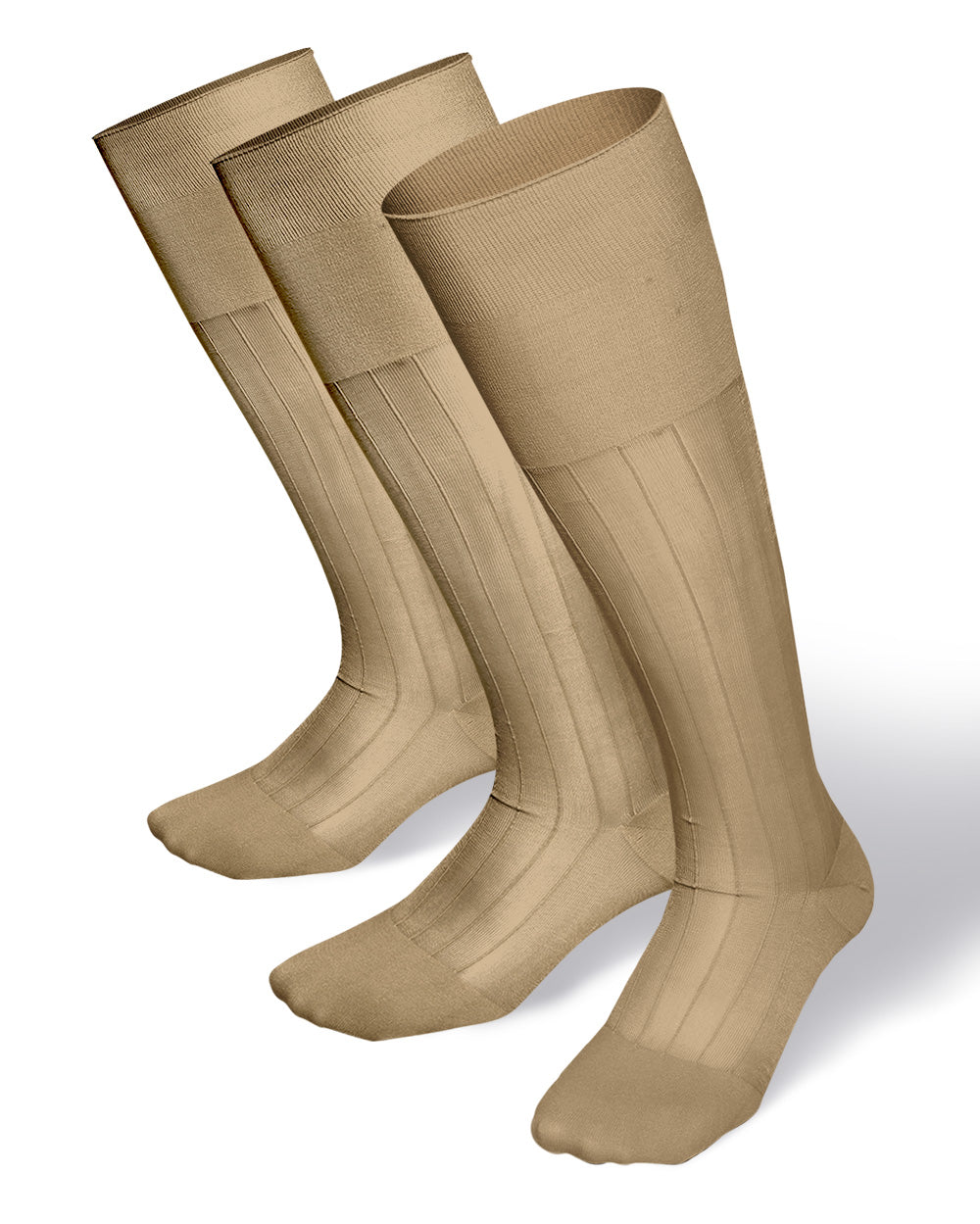Vittorio Farina Men's Ribbed Shear Nylon Over The Calf Dress Socks