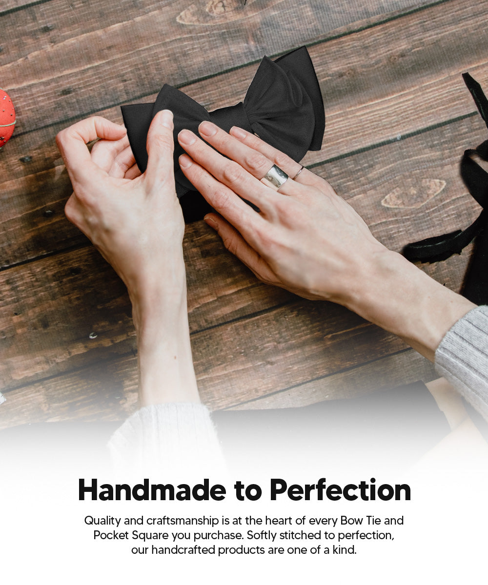 Vittorio Farina Men's XL Solid Satin Bow Tie &amp; Pocket Square in Gift Box