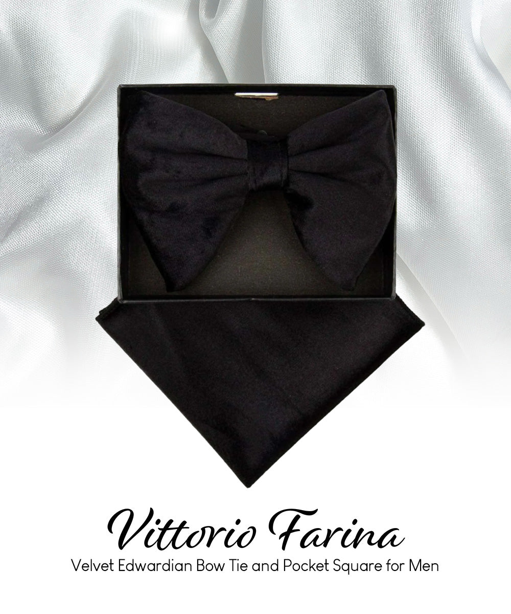 Vittorio Farina Men's Velvet Teardrop Bow Tie &amp; Pocket Square in Gift Box