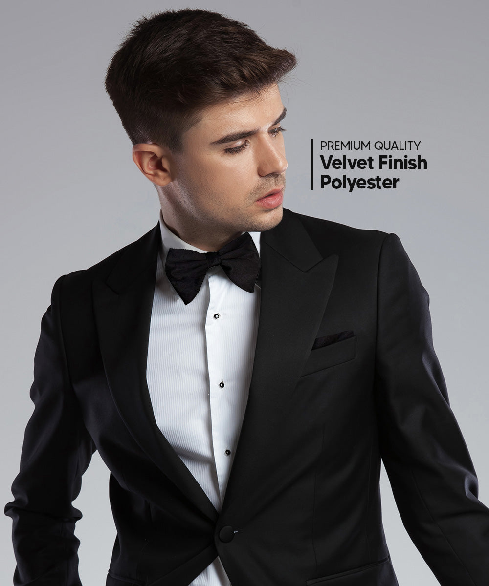 Vittorio Farina Men's Velvet Teardrop Bow Tie &amp; Pocket Square in Gift Box