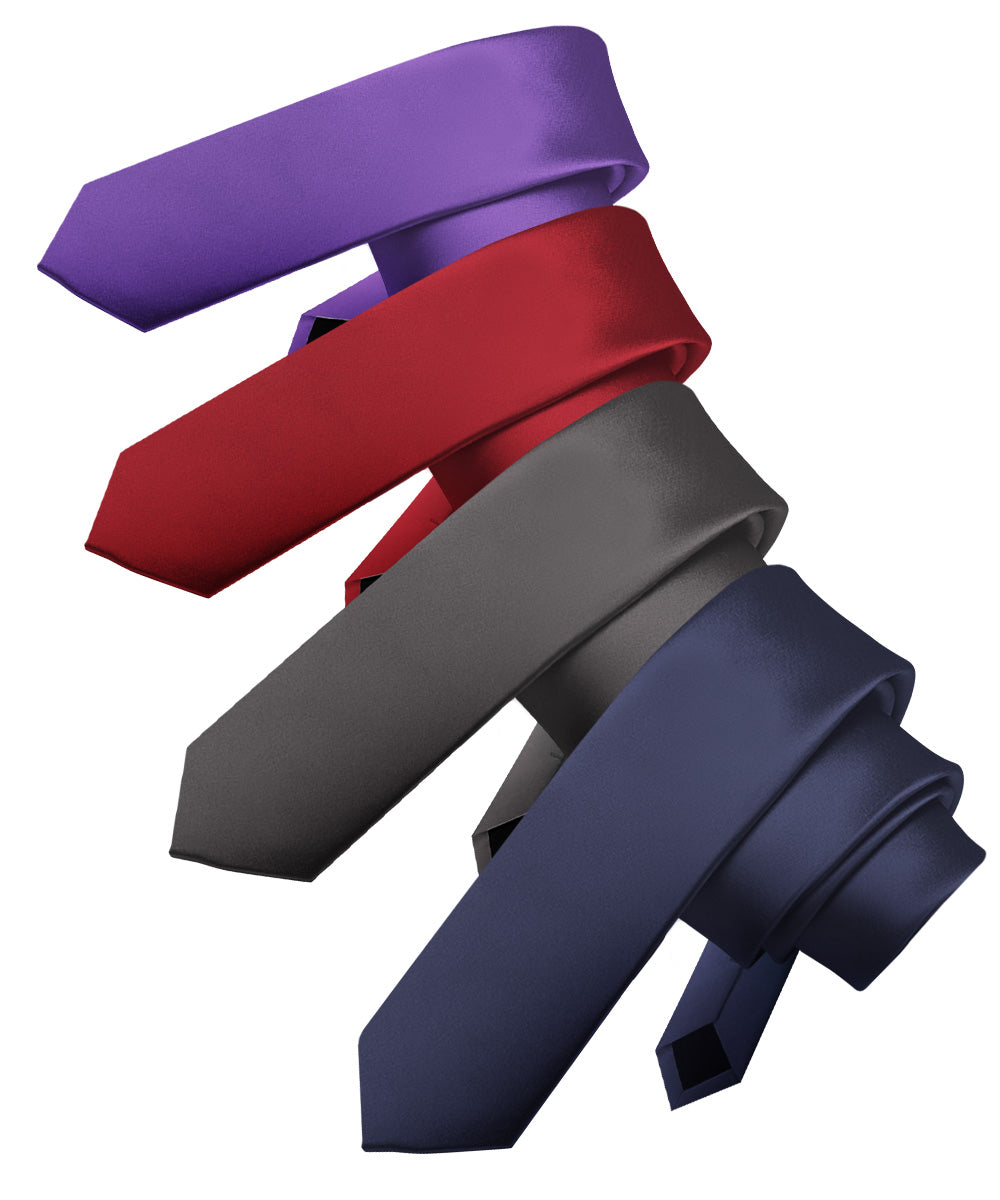 Vittorio Farina Men's Satin Skinny Necktie (Multipack)