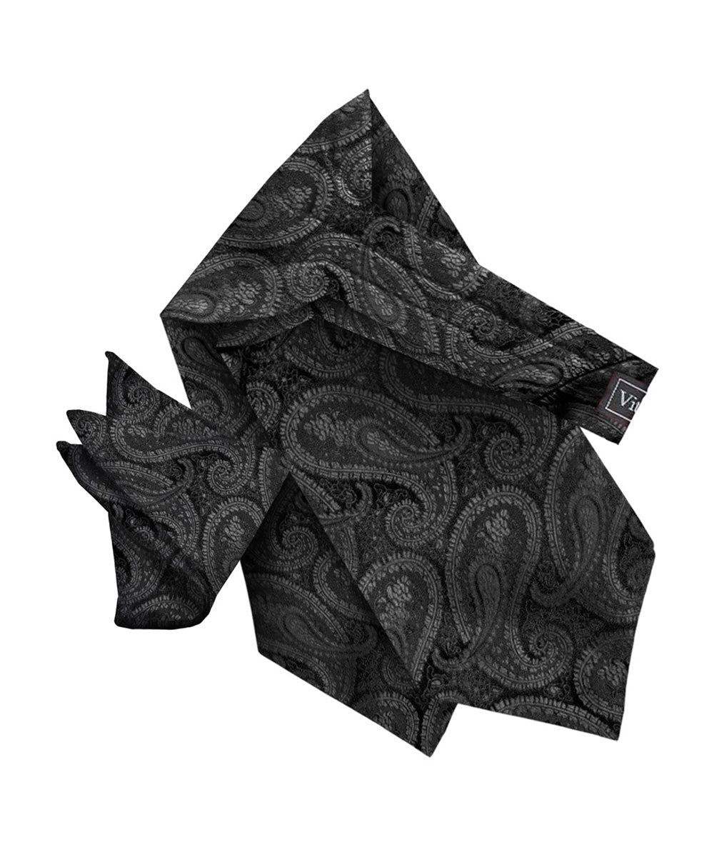 Vittorio Farina Men's Woven Paisley Ascot &amp; Pocket Square