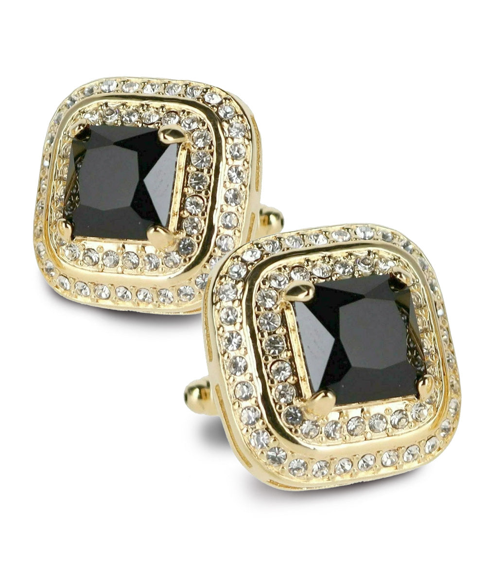 Vittorio Vico Men&#39;s Large Square Colorstone Crystal Double Diamond Set Cufflinks: CL75XX Series