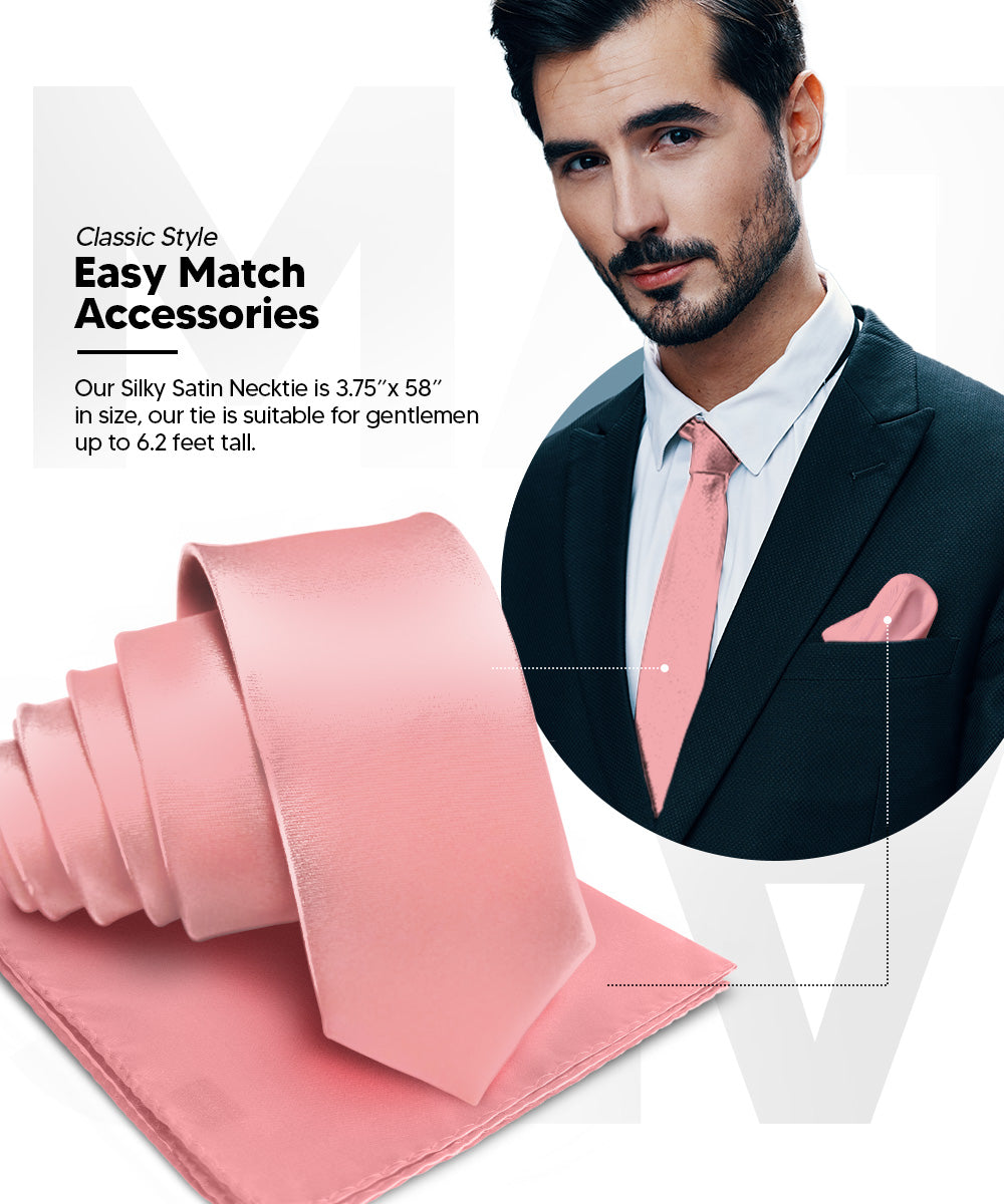 Vittorio Farina Men's Satin Necktie &amp; Pocket Square