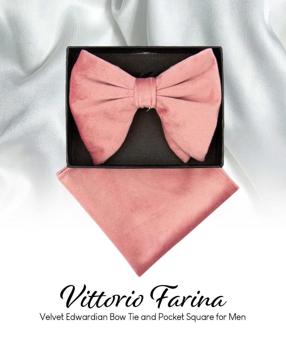 Vittorio Farina Men's Velvet Teardrop Bow Tie &amp; Pocket Square in Gift Box