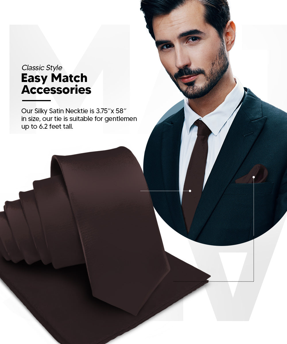 Vittorio Farina Men's Satin Necktie &amp; Pocket Square