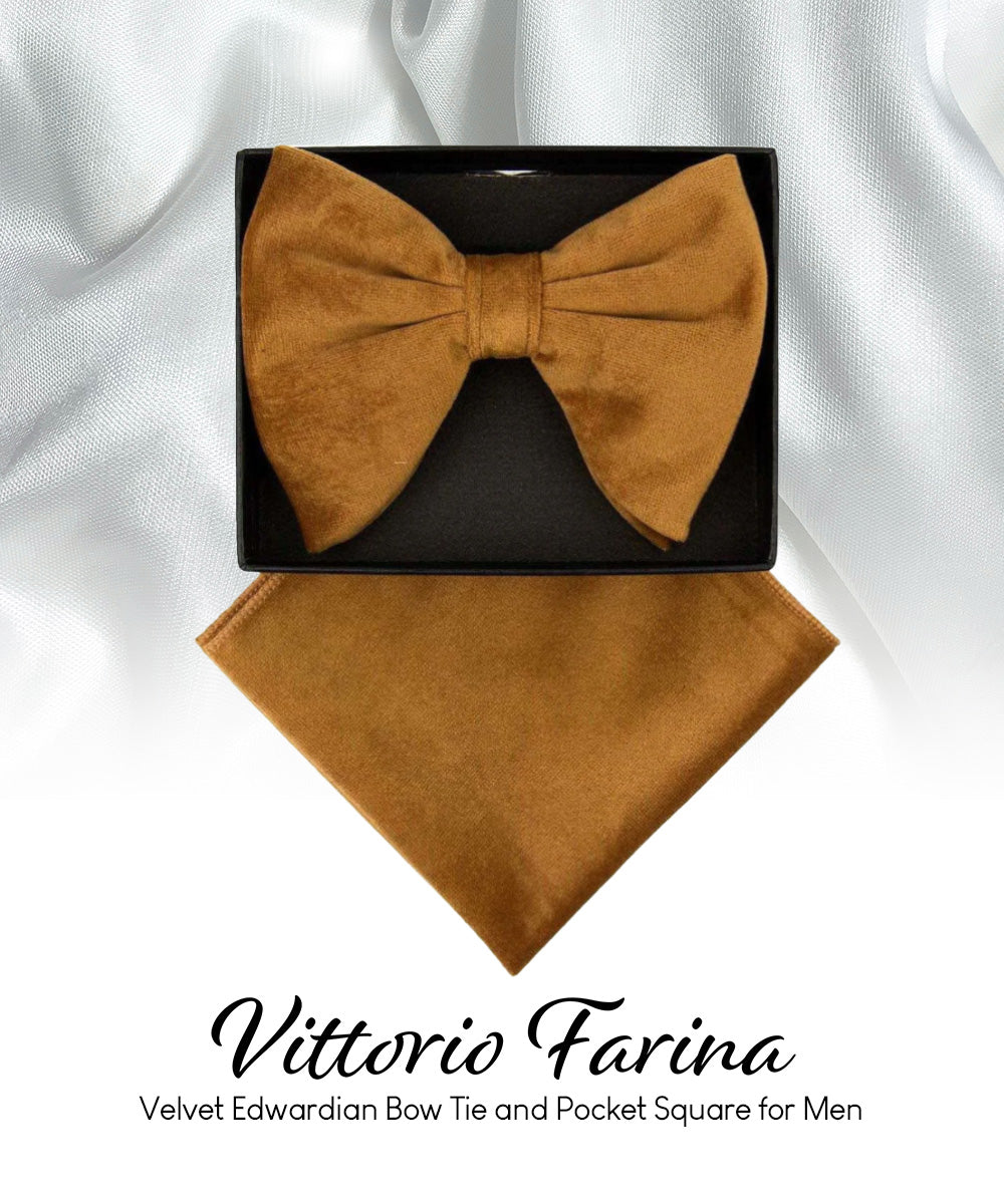 Vittorio Farina Men's Velvet Teardrop Bow Tie &amp; Pocket Square in Gift Box