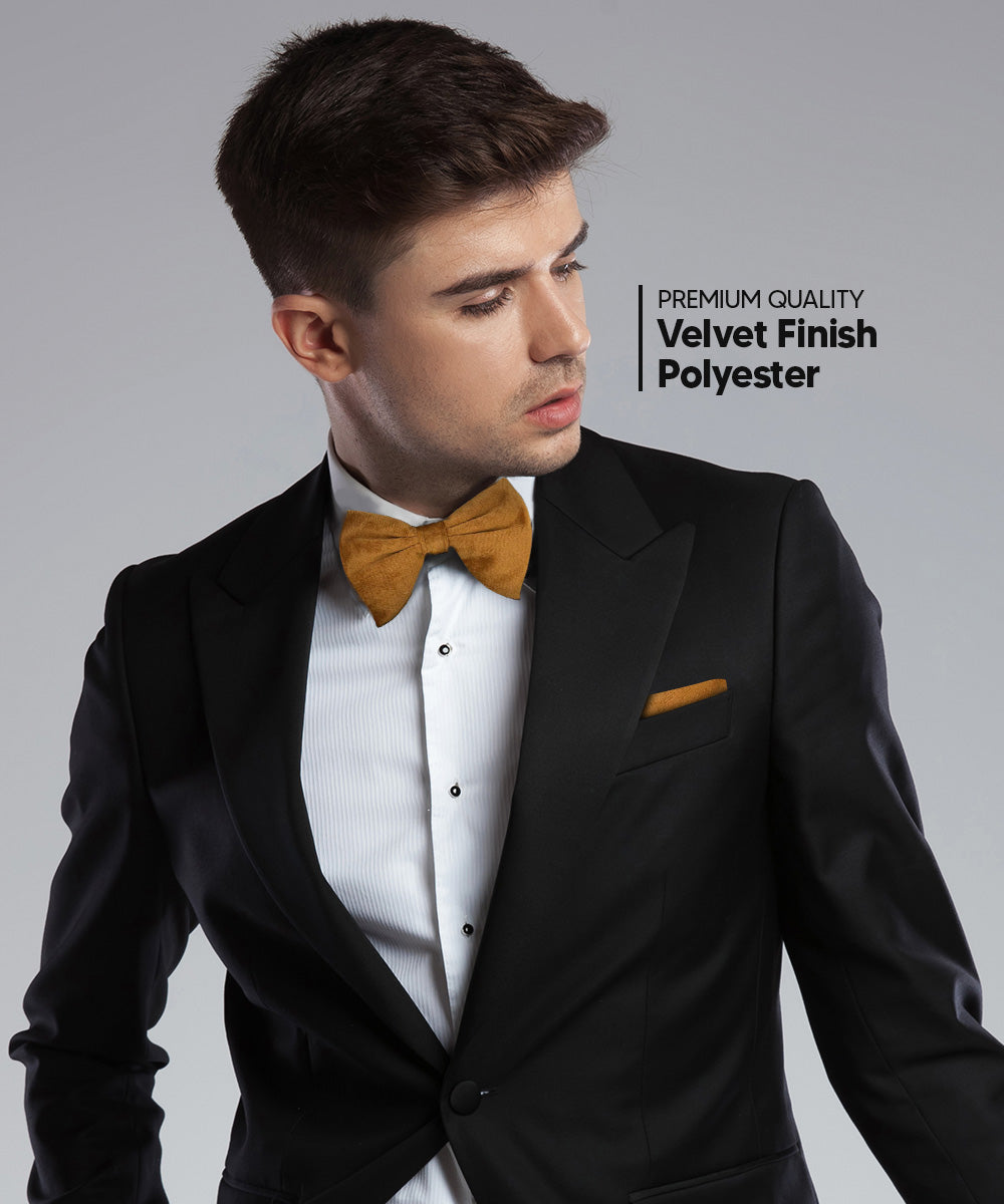 Vittorio Farina Men's Velvet Teardrop Bow Tie &amp; Pocket Square in Gift Box