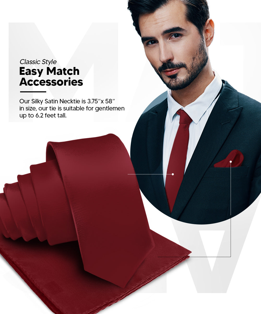 Vittorio Farina Men's Satin Necktie &amp; Pocket Square