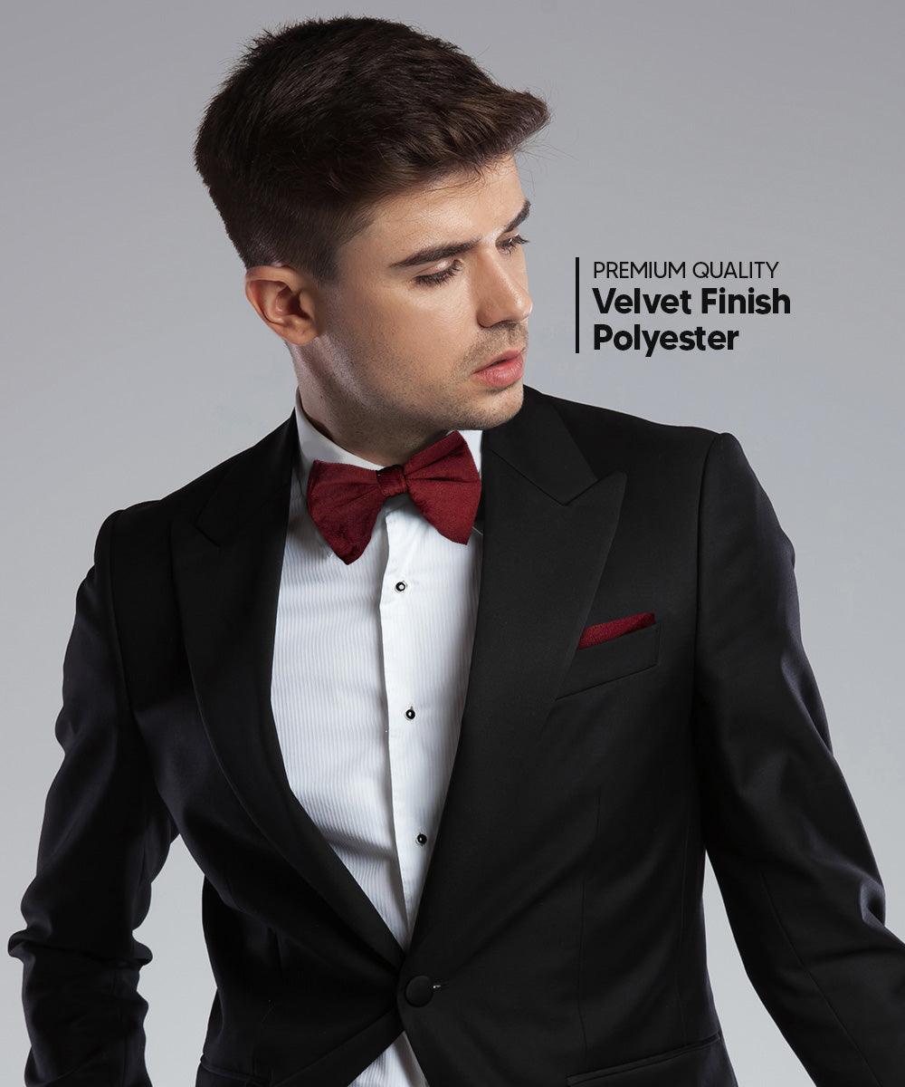 Vittorio Farina Men's Velvet Teardrop Bow Tie &amp; Pocket Square in Gift Box