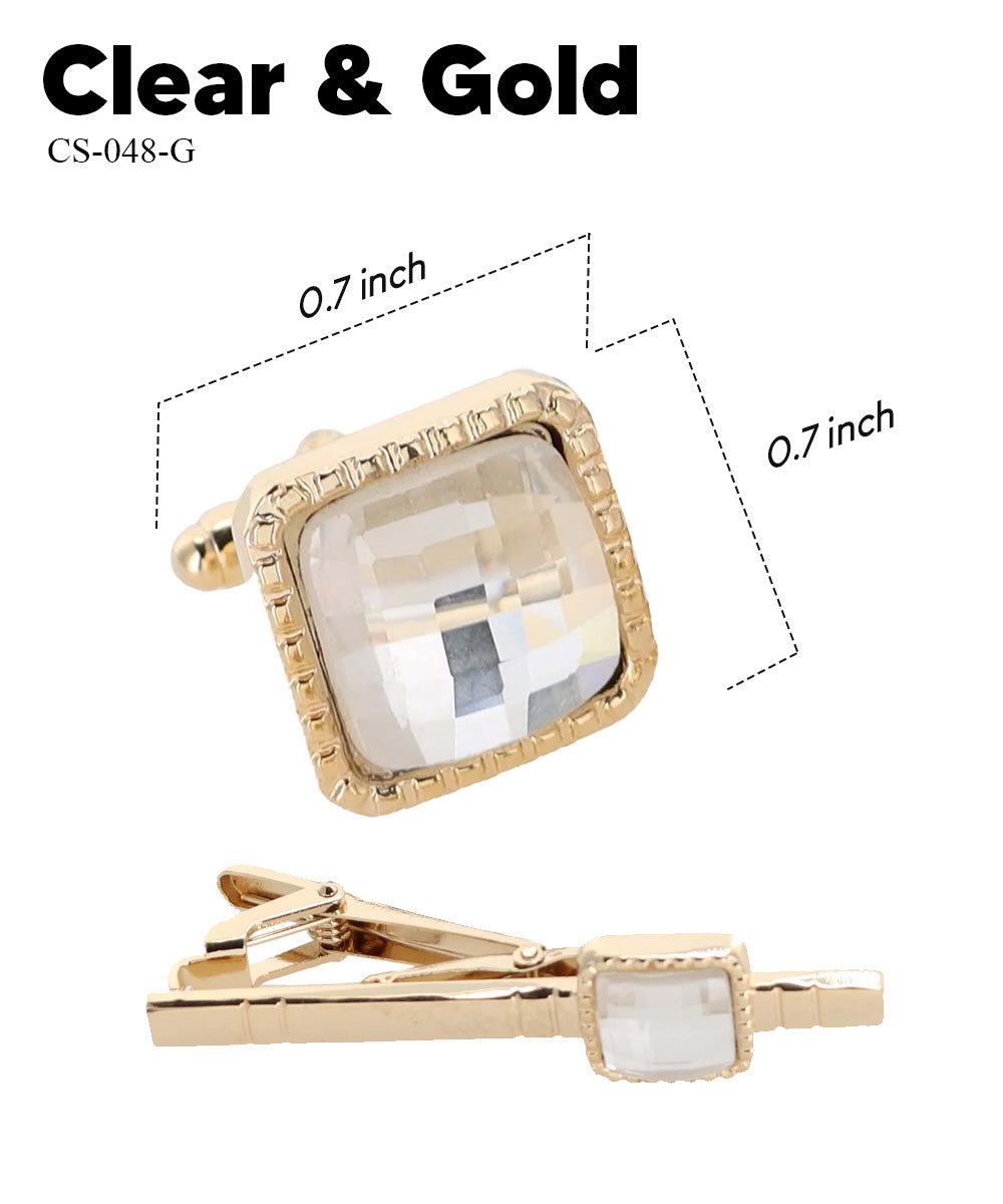 Vittorio Vico Men's Colored Crystal Cufflink &amp; Tie Bar Set in Gift Box