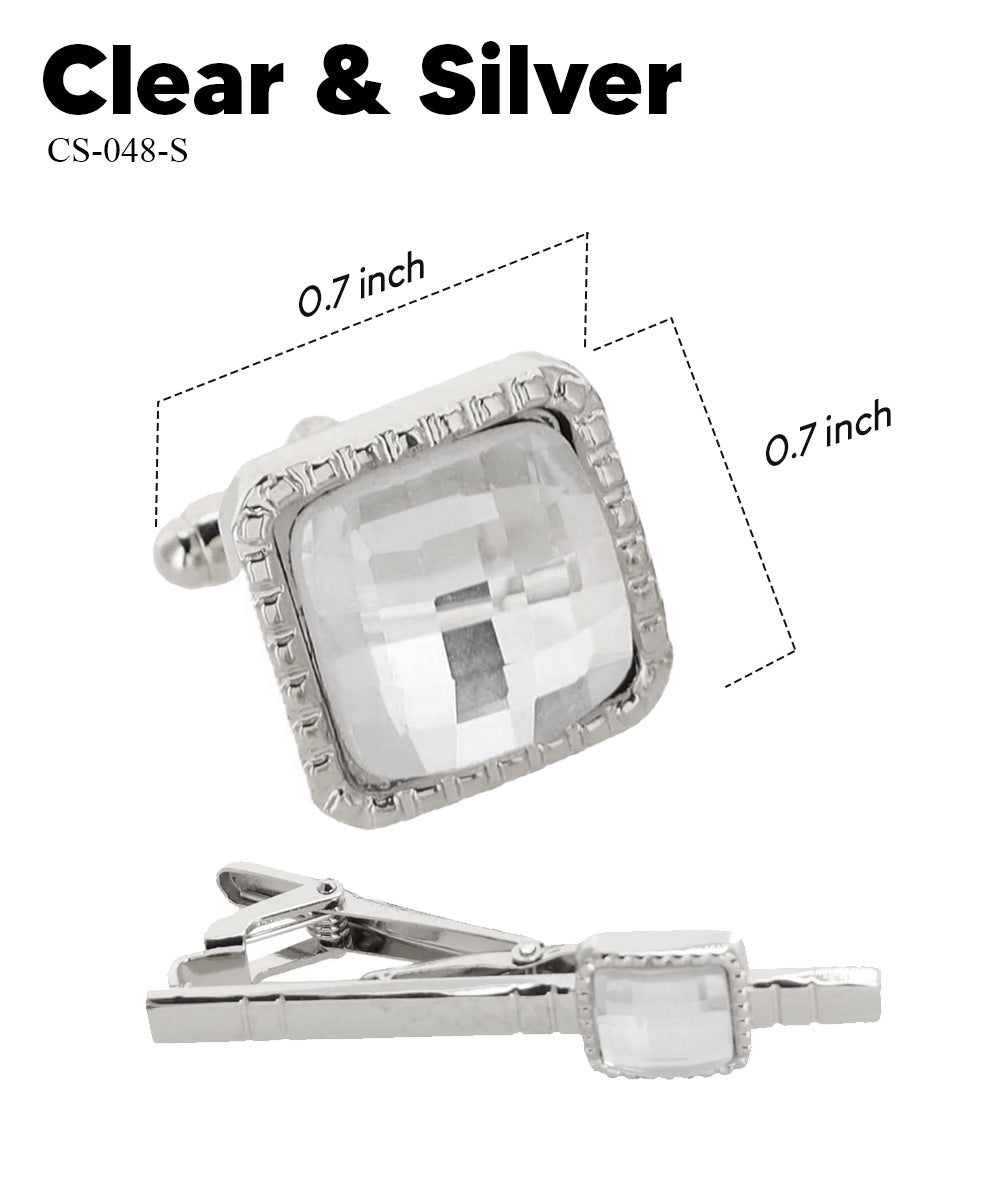 Vittorio Vico Men's Colored Crystal Cufflink &amp; Tie Bar Set in Gift Box