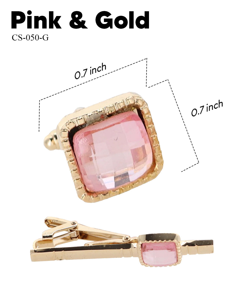 Vittorio Vico Men's Colored Crystal Cufflink &amp; Tie Bar Set in Gift Box