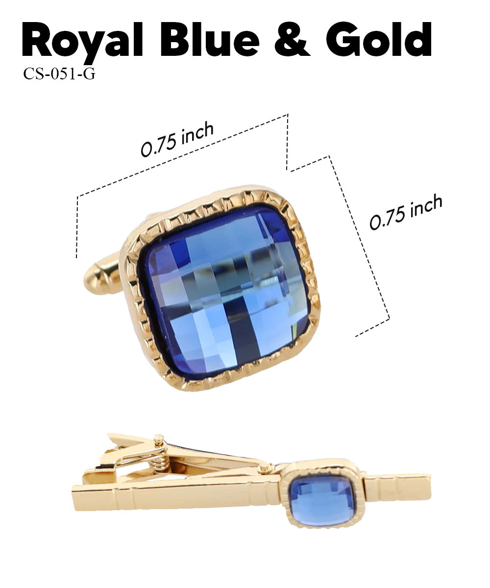 Vittorio Vico Men's Colored Crystal Cufflink &amp; Tie Bar Set in Gift Box