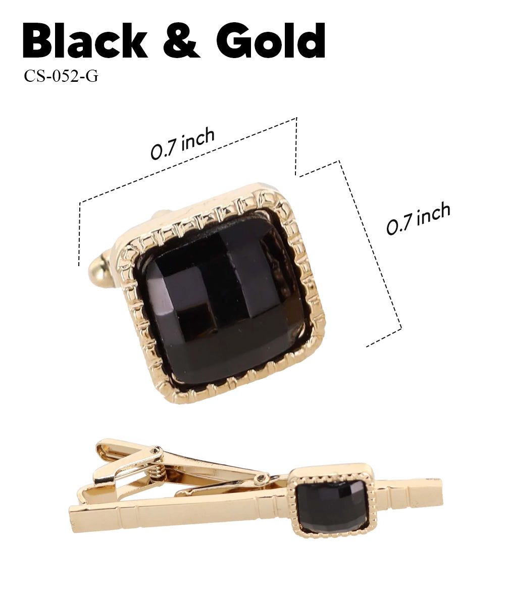 Vittorio Vico Men's Colored Crystal Cufflink &amp; Tie Bar Set in Gift Box