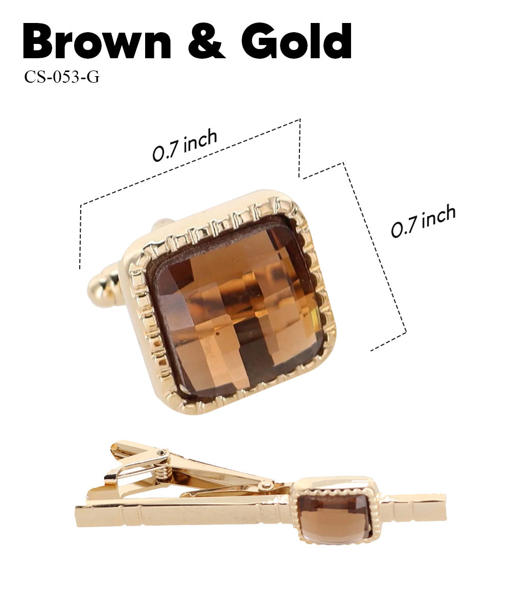 Vittorio Vico Men's Colored Crystal Cufflink &amp; Tie Bar Set in Gift Box