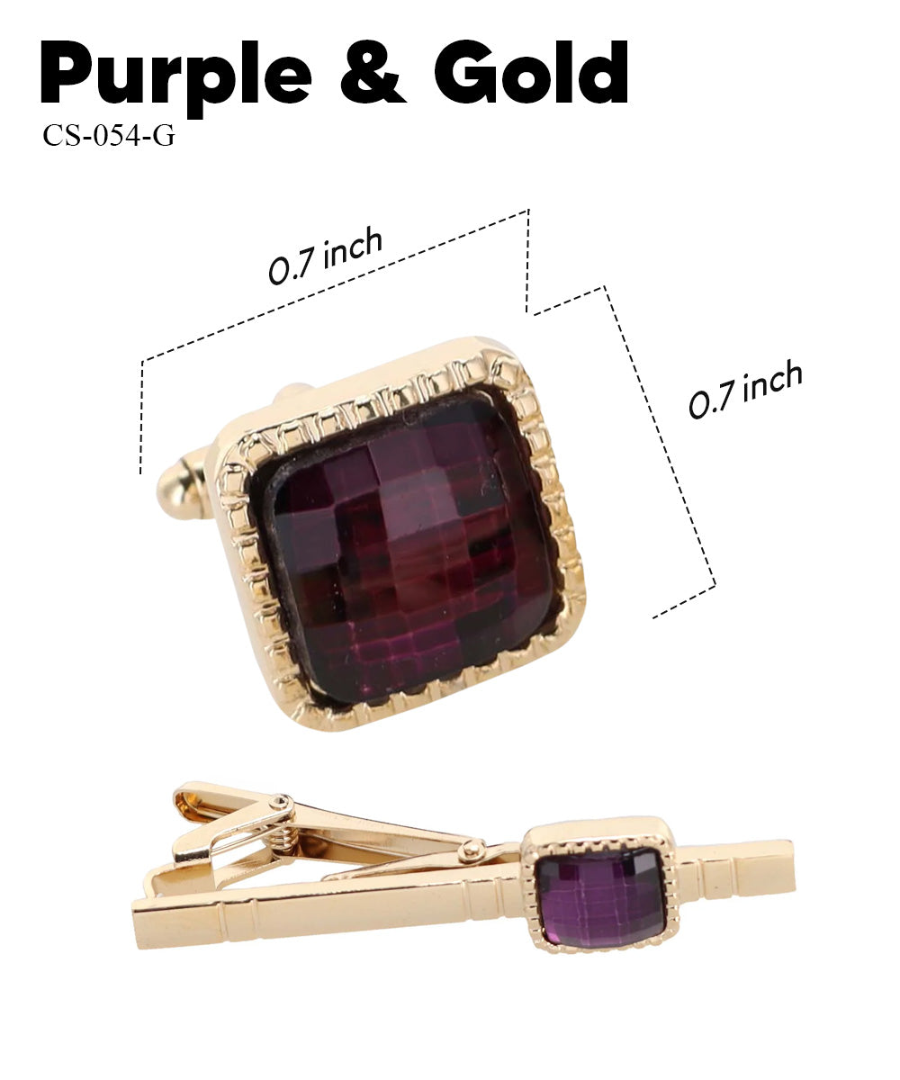 Vittorio Vico Men's Colored Crystal Cufflink &amp; Tie Bar Set in Gift Box