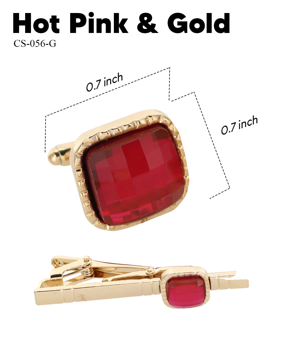 Vittorio Vico Men's Colored Crystal Cufflink &amp; Tie Bar Set in Gift Box