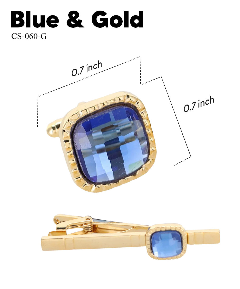 Vittorio Vico Men's Colored Crystal Cufflink &amp; Tie Bar Set in Gift Box