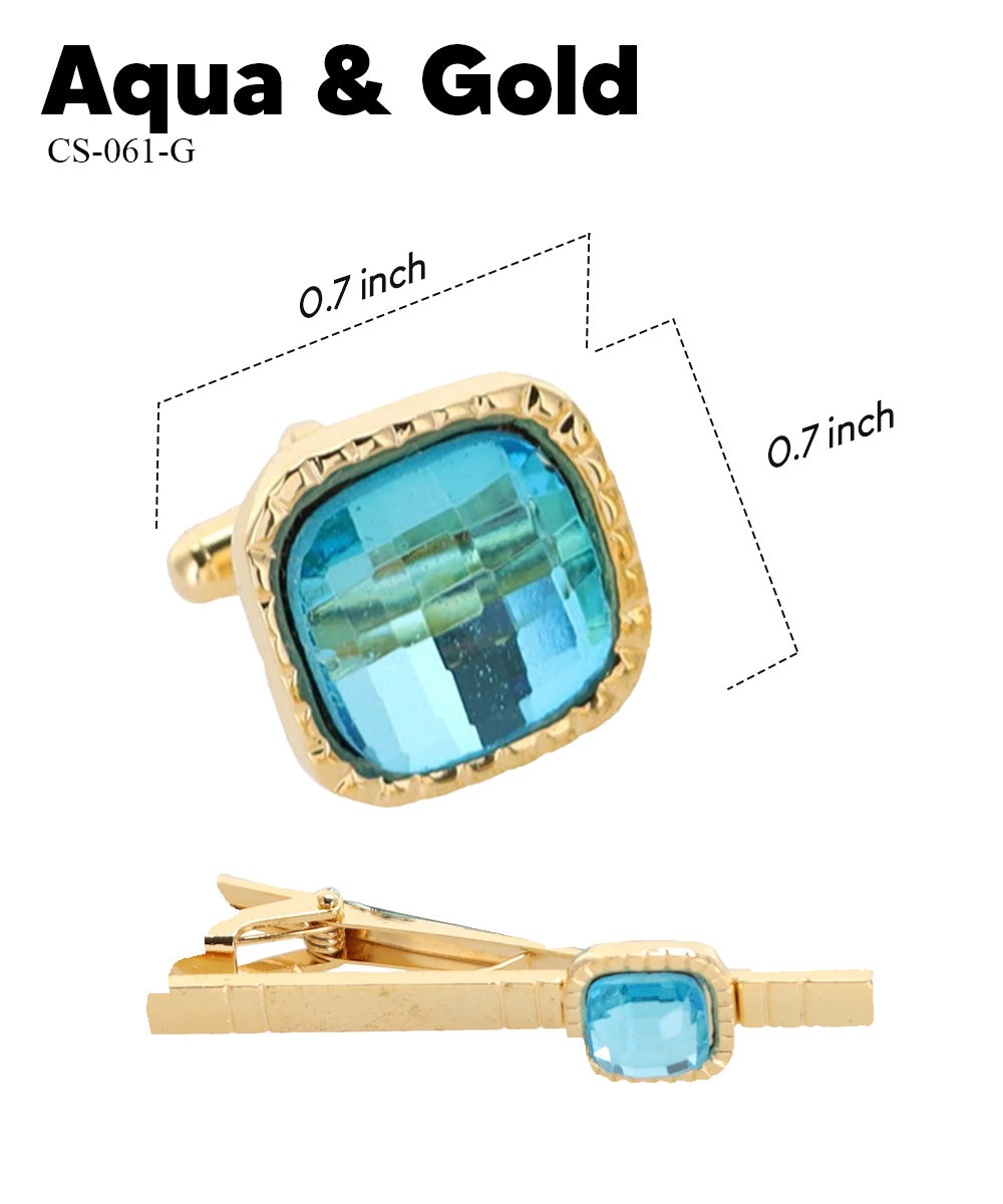 Vittorio Vico Men's Colored Crystal Cufflink &amp; Tie Bar Set in Gift Box