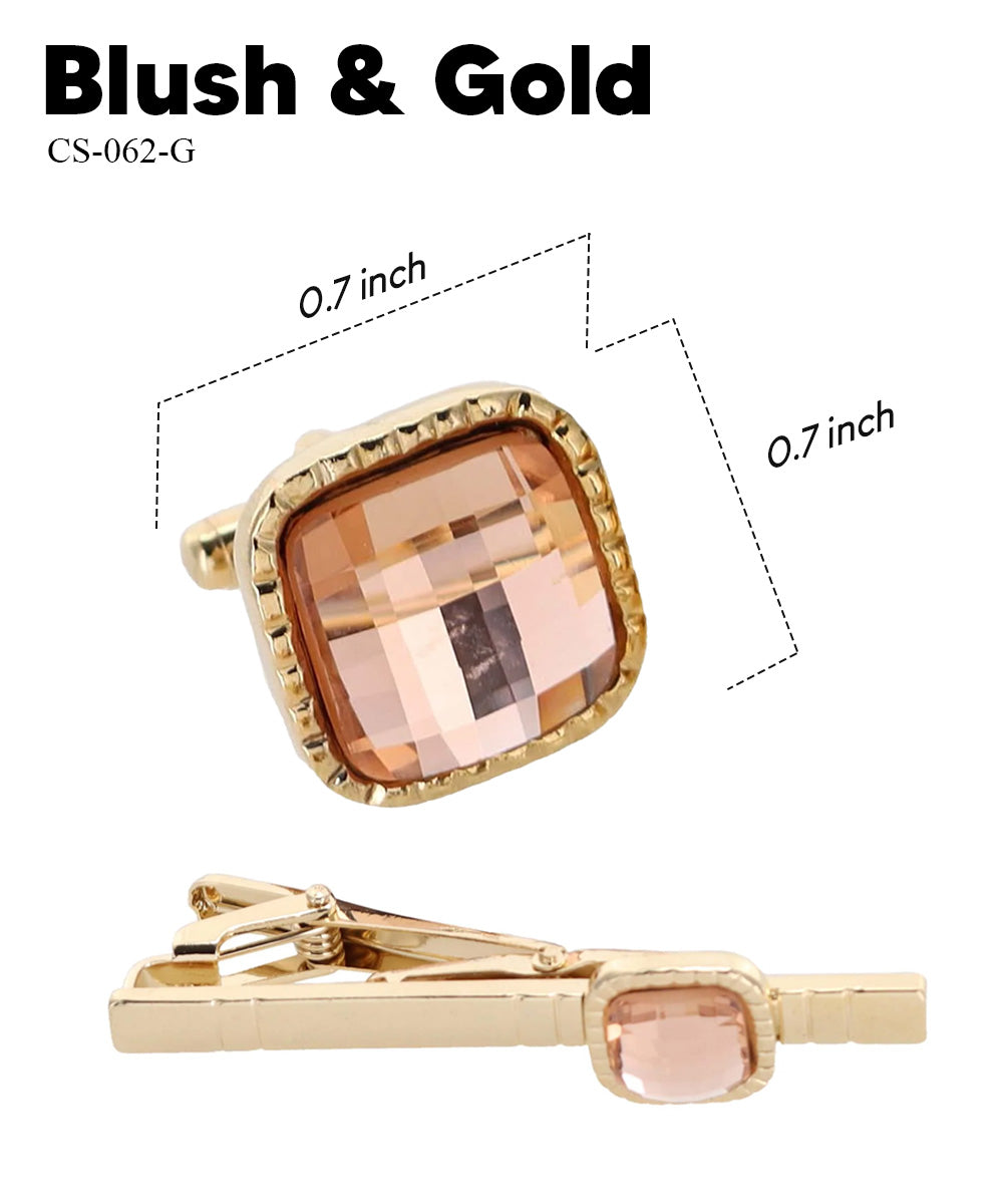 Vittorio Vico Men's Colored Crystal Cufflink &amp; Tie Bar Set in Gift Box