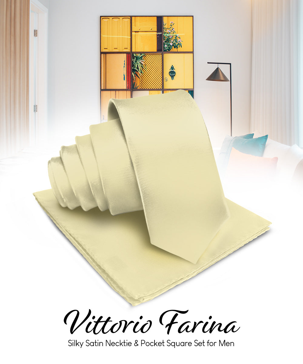 Vittorio Farina Men's Satin Necktie &amp; Pocket Square