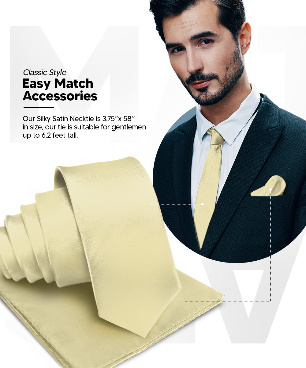 Vittorio Farina Men's Satin Necktie &amp; Pocket Square