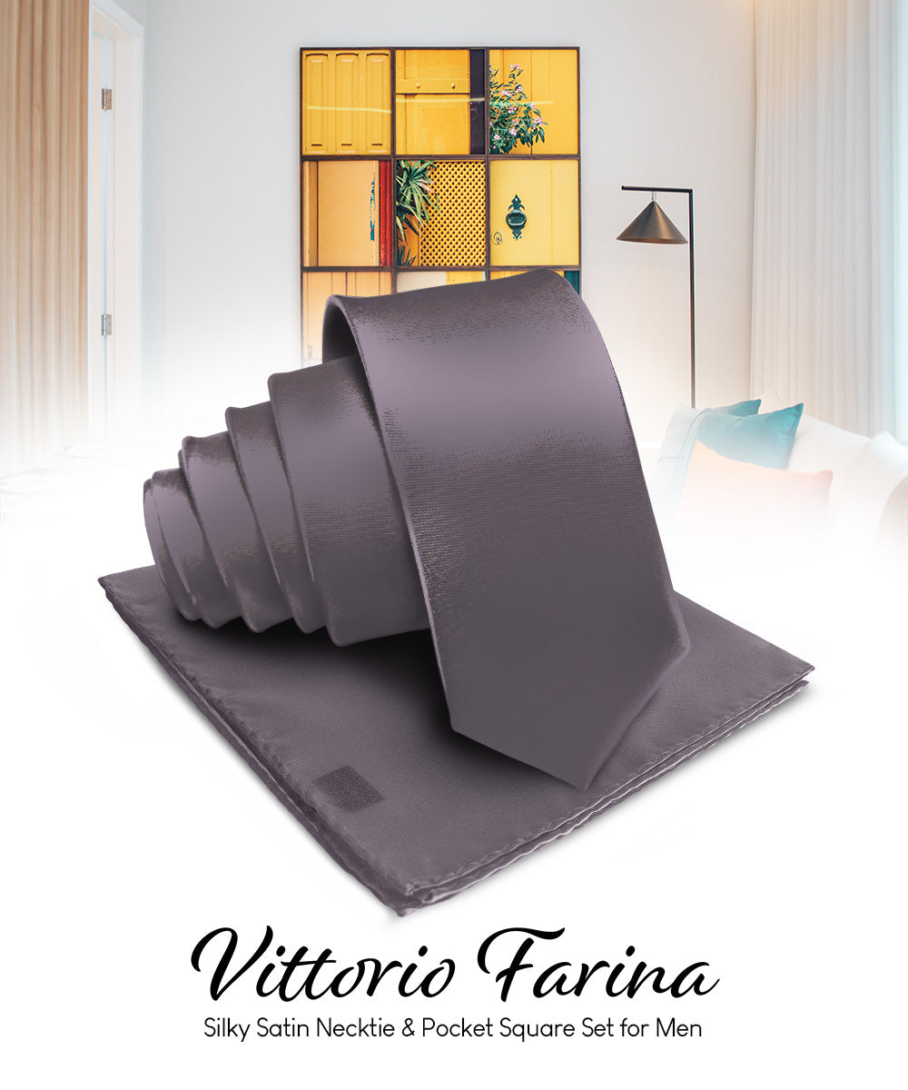 Vittorio Farina Men's Satin Necktie &amp; Pocket Square