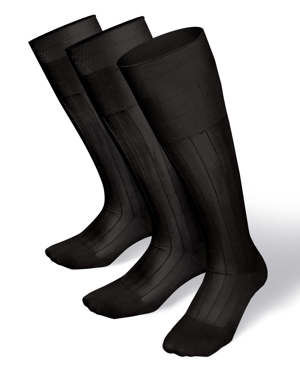 Vittorio Farina Men's Ribbed Shear Nylon Over The Calf Dress Socks
