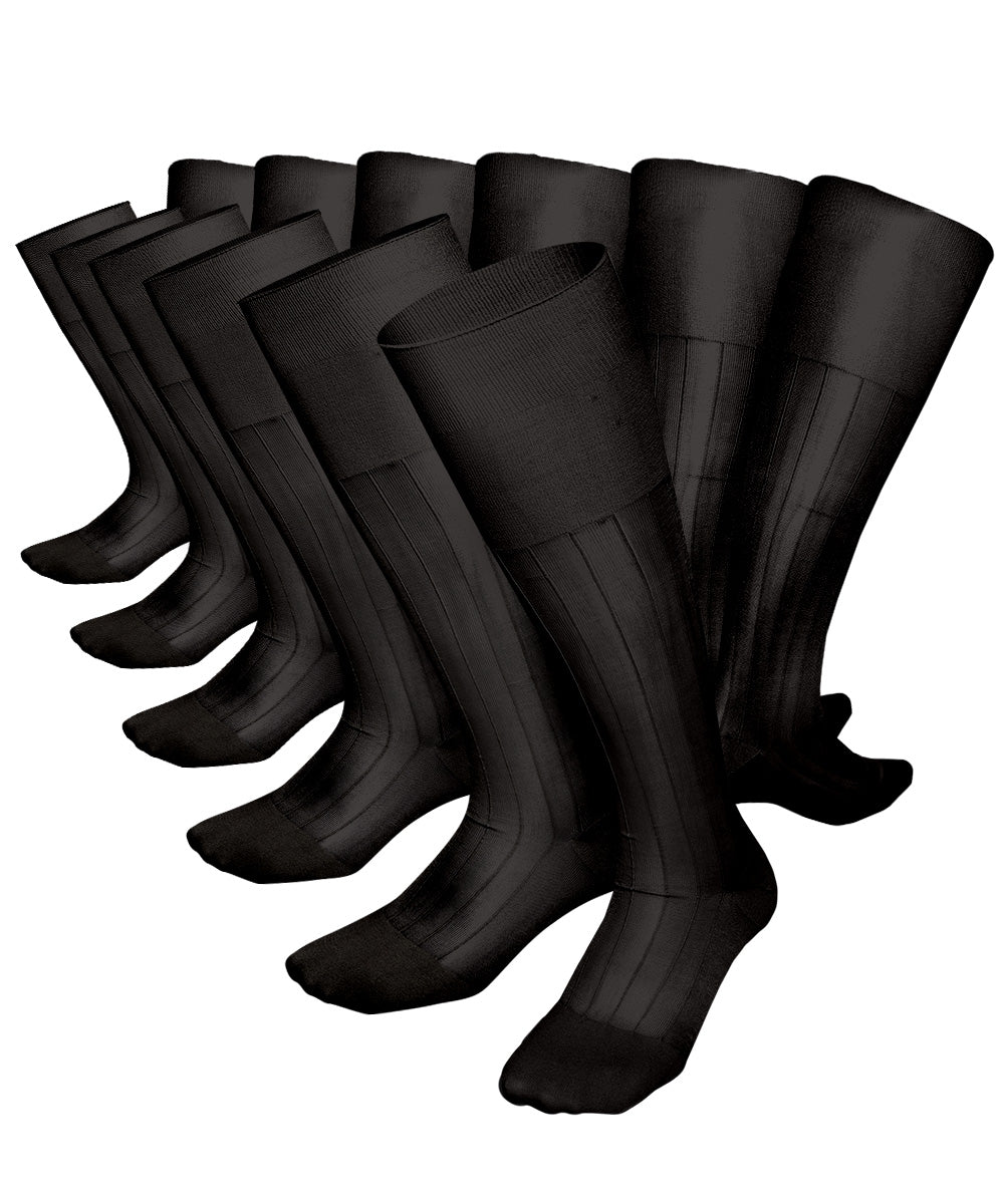 Vittorio Farina Men's Ribbed Shear Nylon Over The Calf Dress Socks