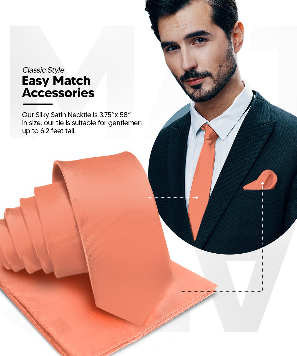 Vittorio Farina Men's Satin Necktie &amp; Pocket Square