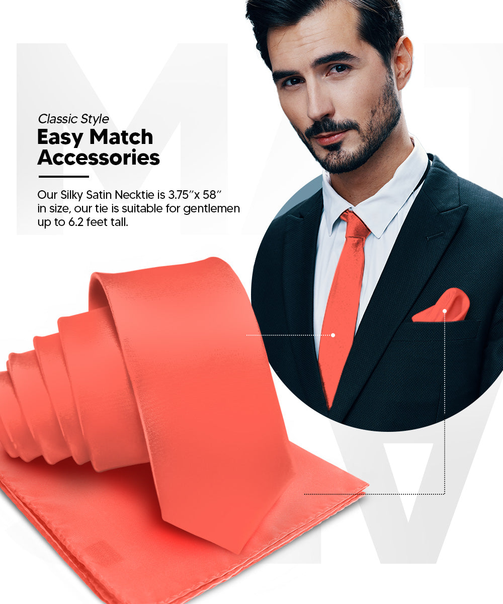 Vittorio Farina Men's Satin Necktie &amp; Pocket Square