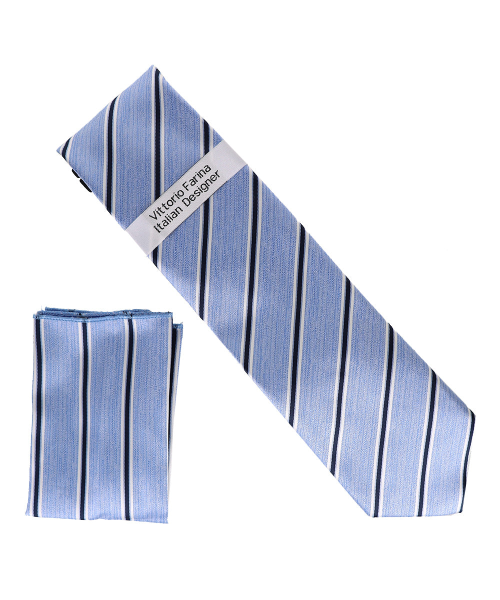 Vittorio Farina Men's Geometric Design Necktie &amp; Pocket Square