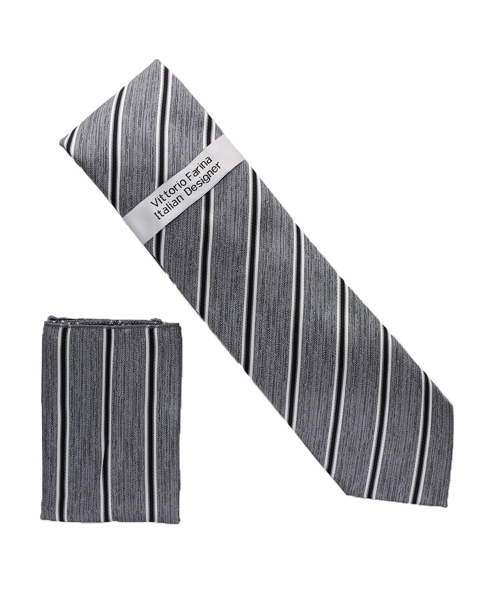 Vittorio Farina Men's Geometric Design Necktie &amp; Pocket Square