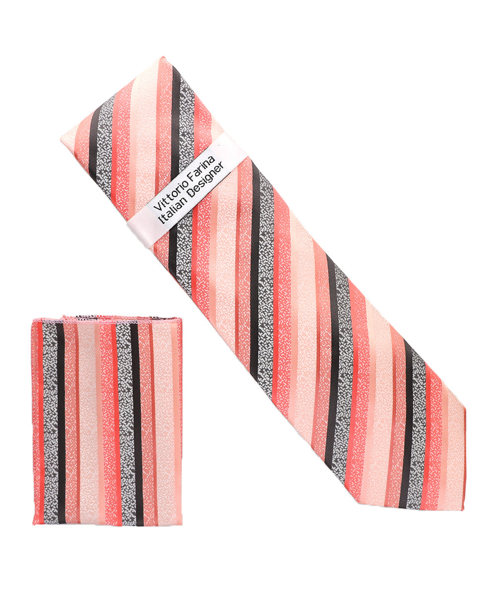 Vittorio Farina Men's Geometric Design Necktie &amp; Pocket Square