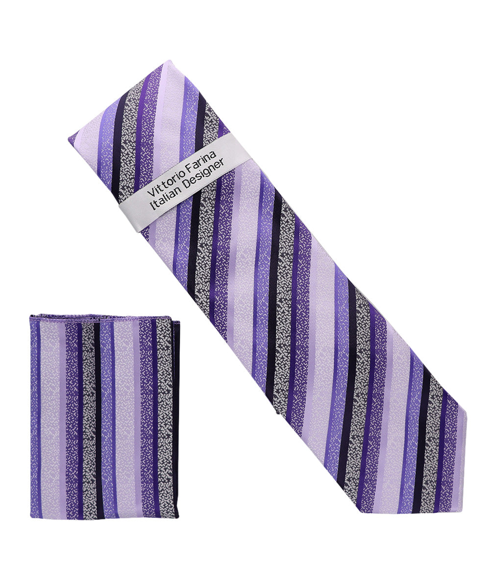 Vittorio Farina Men's Geometric Design Necktie &amp; Pocket Square