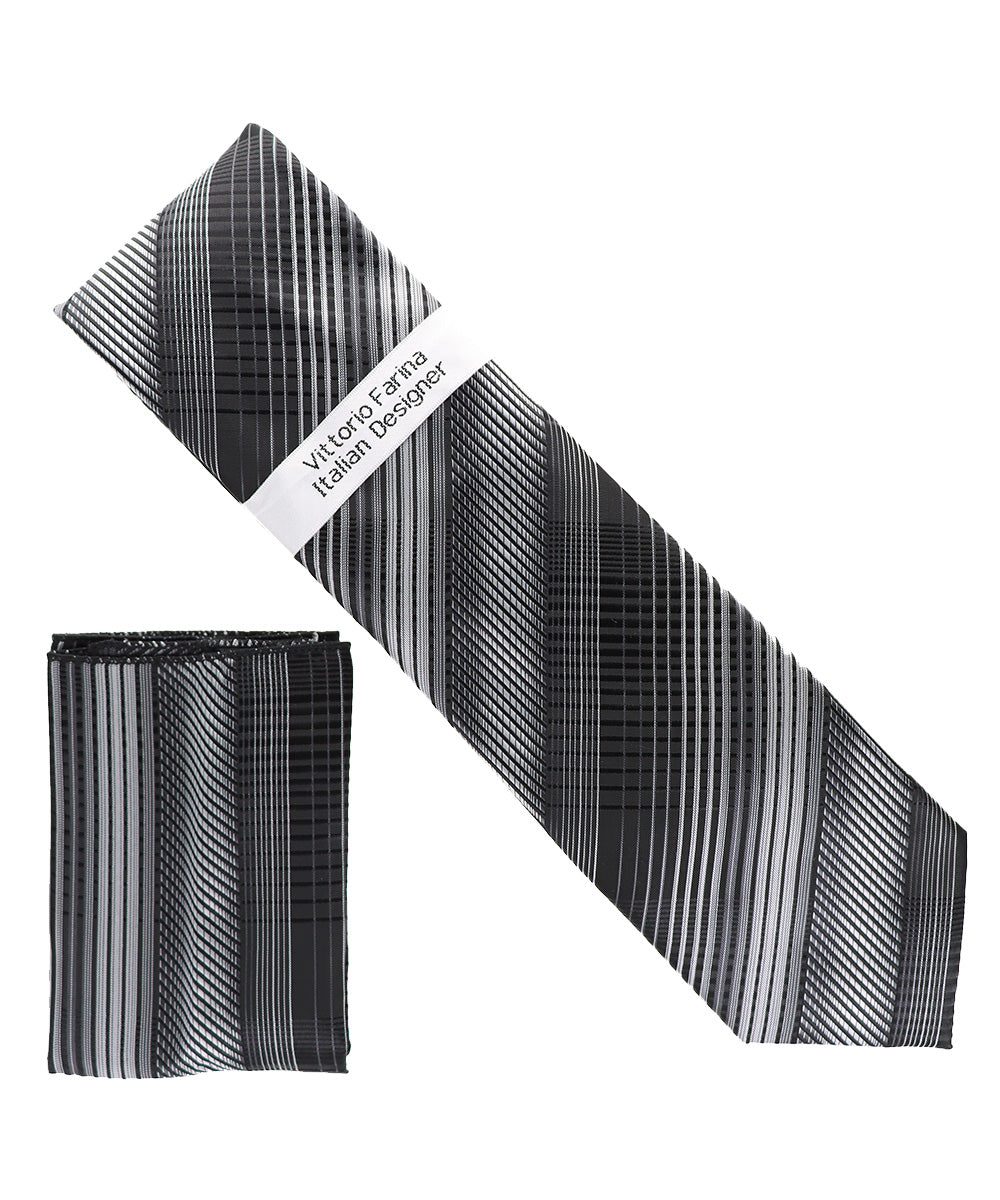 Vittorio Farina Men's Geometric Design Necktie &amp; Pocket Square