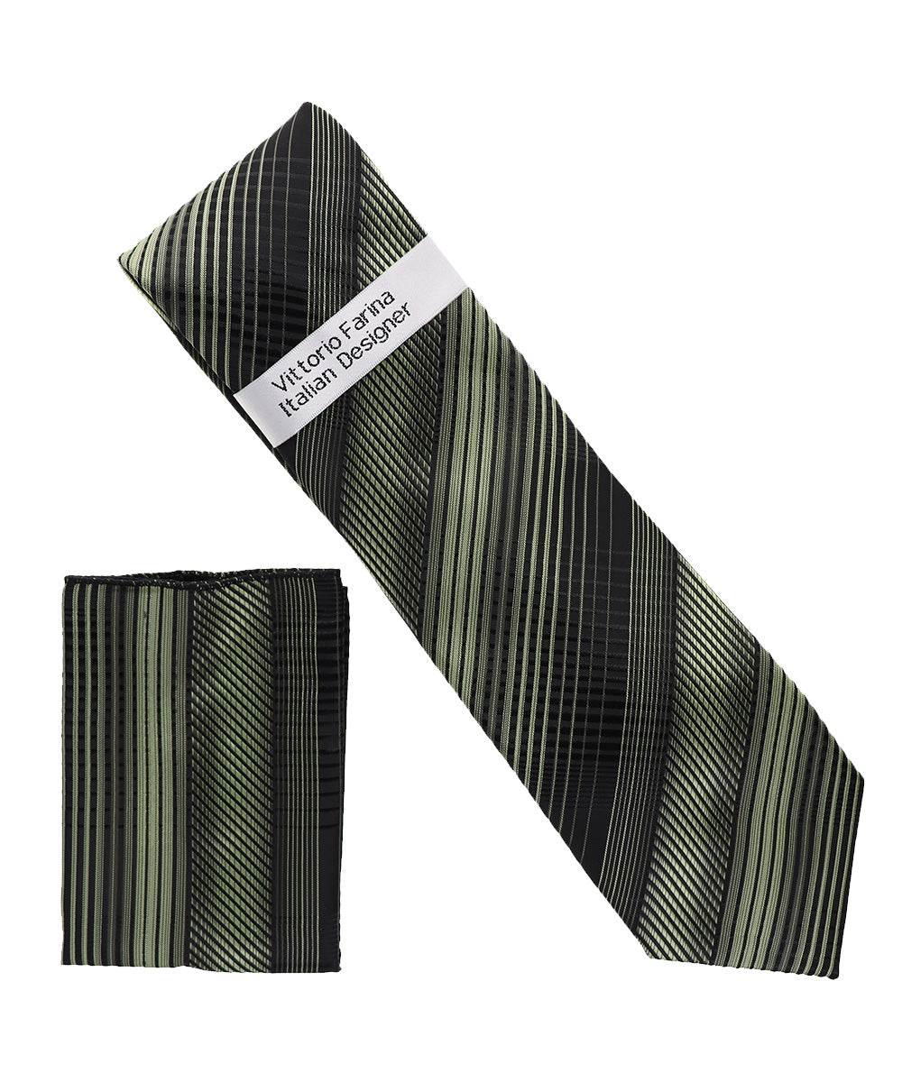 Vittorio Farina Men's Geometric Design Necktie &amp; Pocket Square
