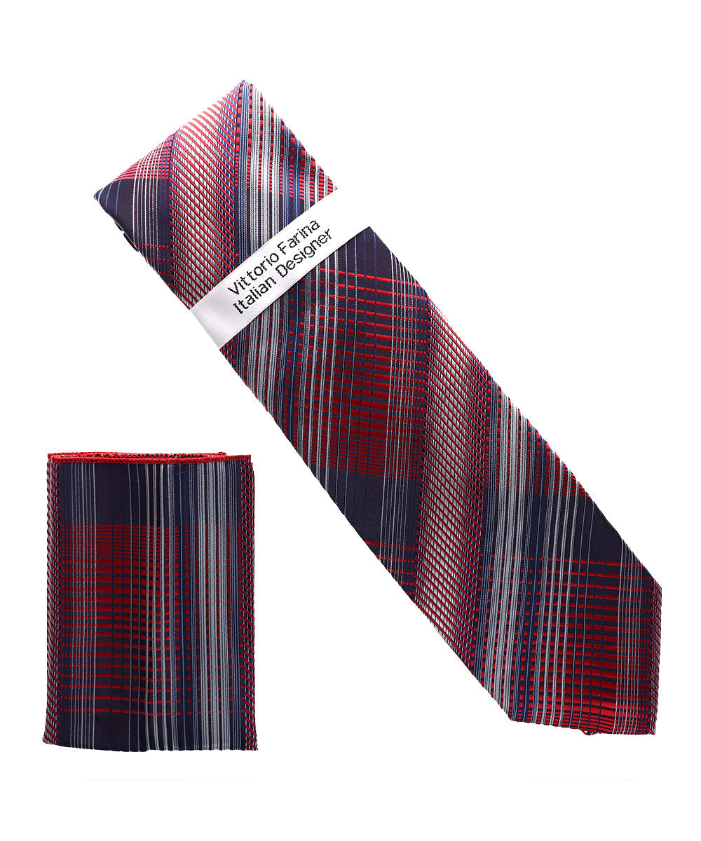 Vittorio Farina Men's Geometric Design Necktie &amp; Pocket Square