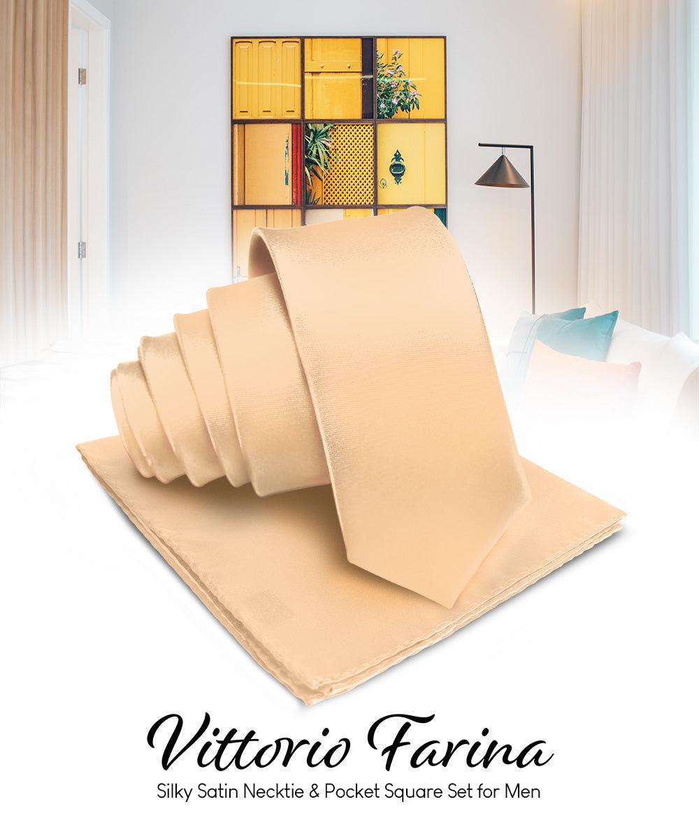 Vittorio Farina Men's Satin Necktie &amp; Pocket Square