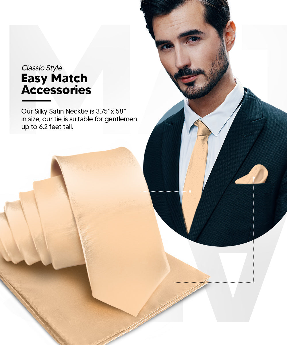 Vittorio Farina Men's Satin Necktie &amp; Pocket Square