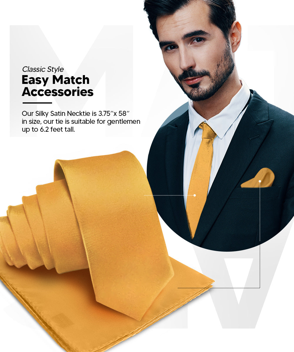 Vittorio Farina Men's Satin Necktie &amp; Pocket Square