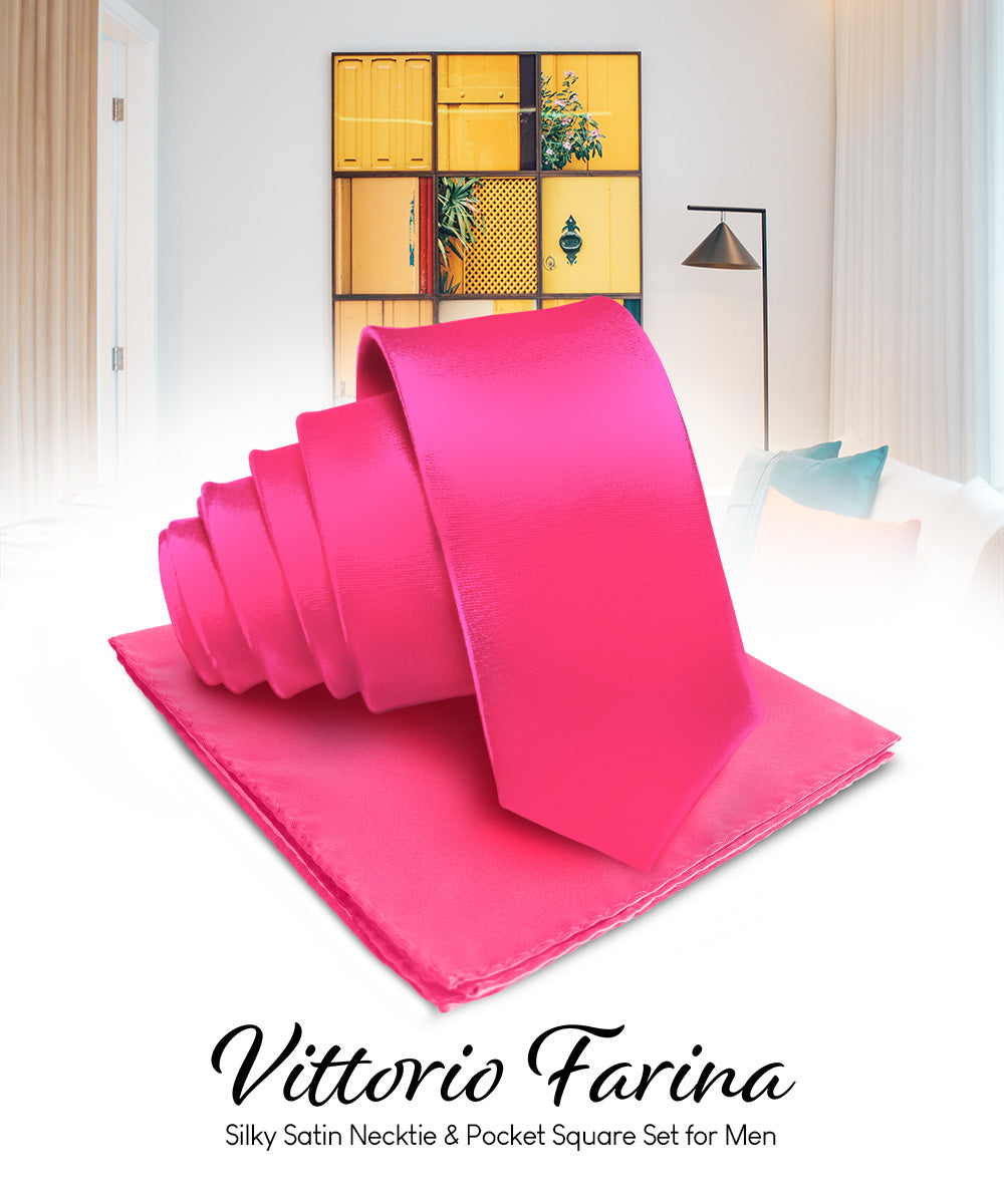 Vittorio Farina Men's Satin Necktie &amp; Pocket Square