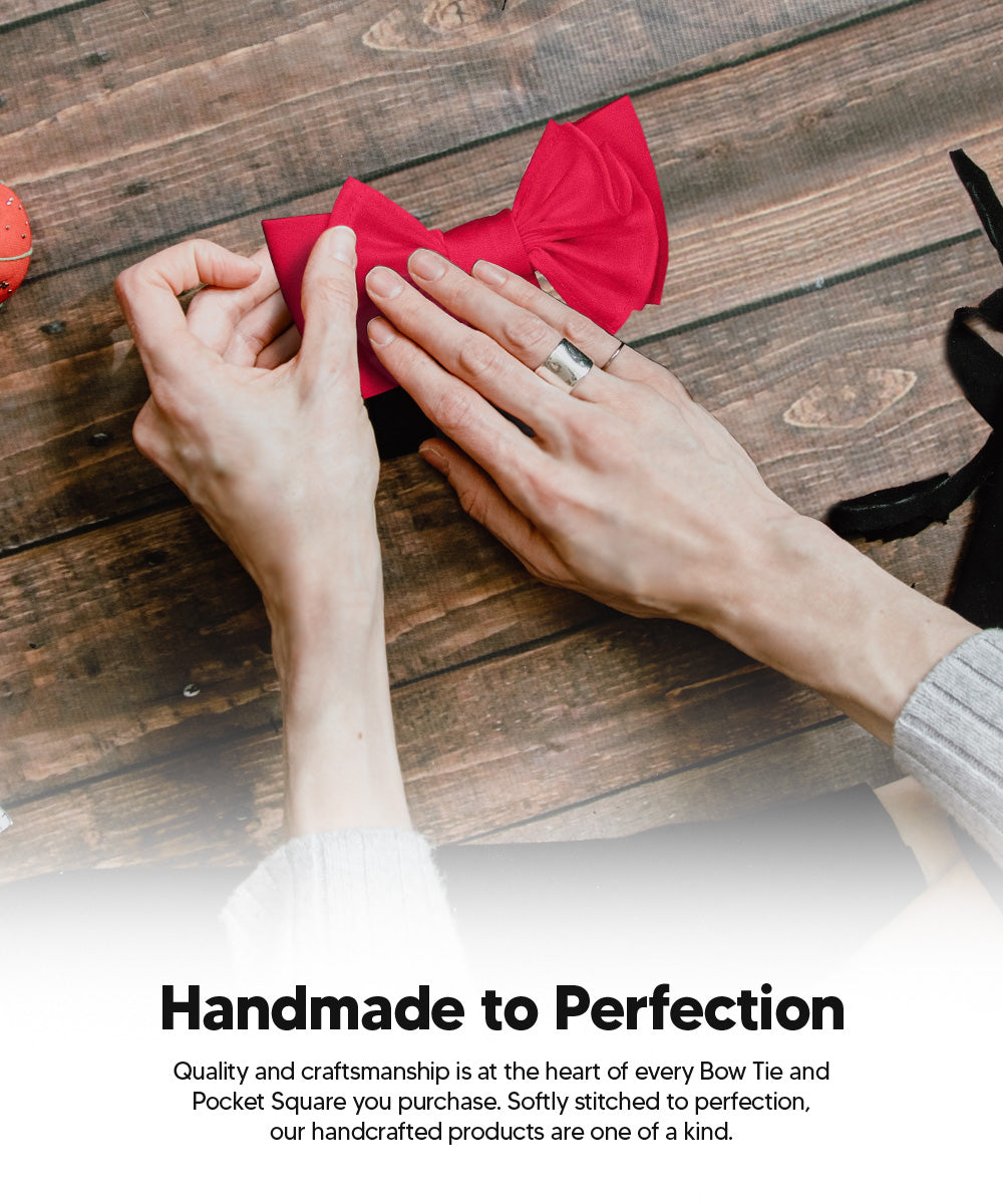 Vittorio Farina Men's XL Solid Satin Bow Tie &amp; Pocket Square in Gift Box