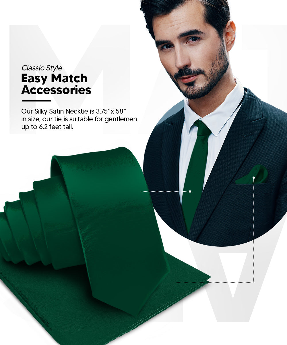 Vittorio Farina Men's Satin Necktie &amp; Pocket Square