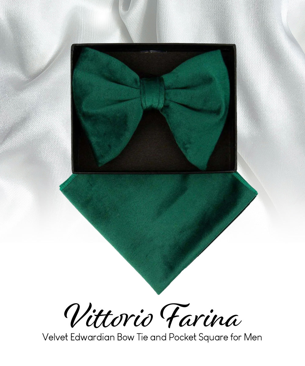 Vittorio Farina Men's Velvet Teardrop Bow Tie &amp; Pocket Square in Gift Box
